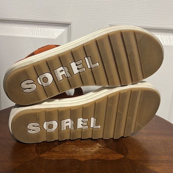 🔥🔥 SOREL Womens Cameron Flatform Orange Ankle Strap Sandals Sz 10 - EUC - Picture 7 of 9